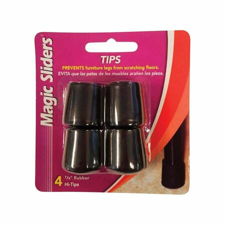 COOL KITCHEN Rubber Round Leg Tip, Black - 0.88 in., 4PK CO3334489